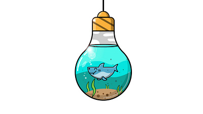 the trapped shark art creative flat desig icon illustration illustrator lighting nature sea shark ui ux victor art