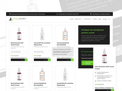 Skin Care Shop Page cards clean ecommerce ecommerce design ecommerce shop green online products shop skin care skincare ui user experience user interface ux web website white woocommerce wordpress