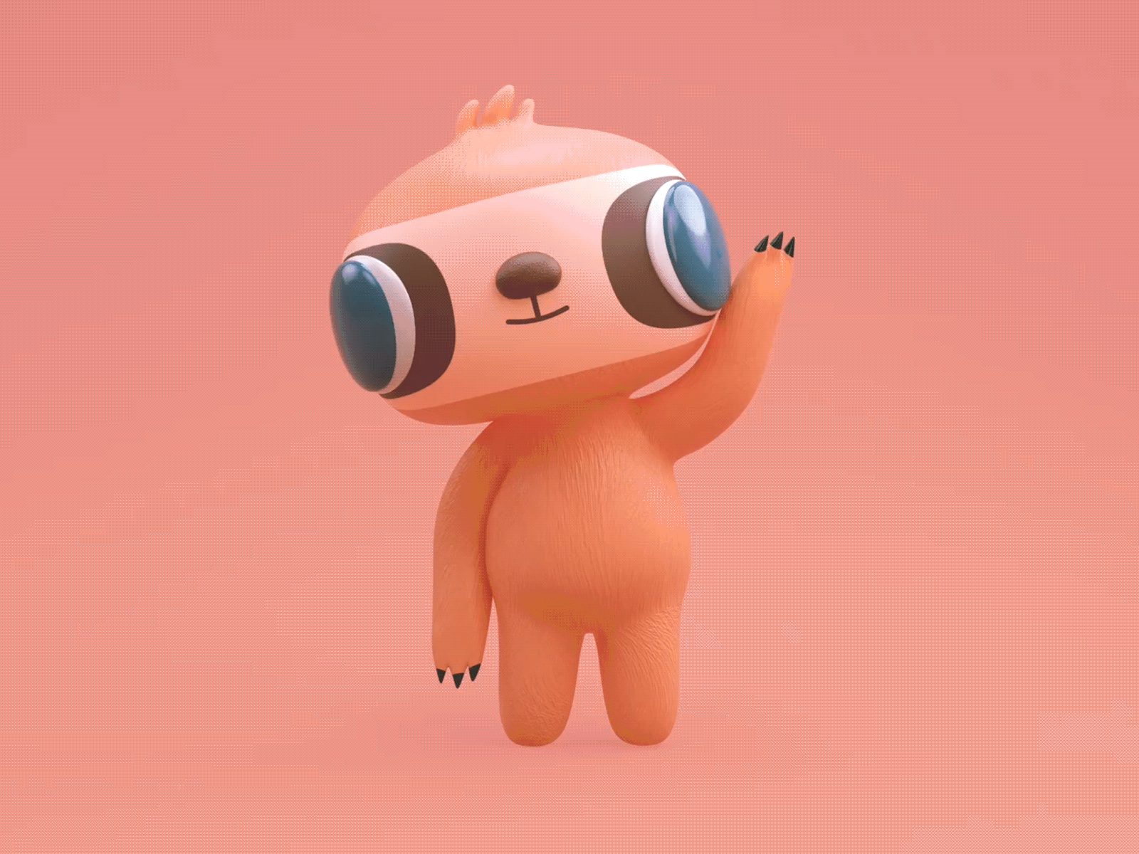 Happy Waving Sloth animal animation c4d character character animation character design cinema 4d eyedesyn gif mograph motion graphics sloth sloths