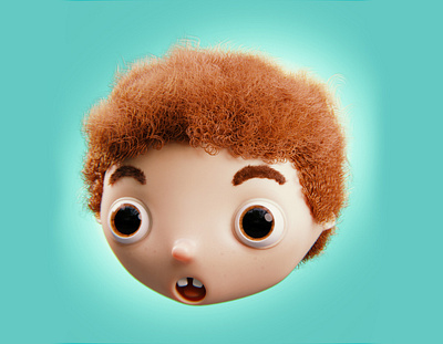 Little Redhead Boy 3d 3dart b3d bigeyes blender blender3d cartoon character characterdesign child curly hair cycles cyclesrender face head illustration kid redhair redhead toon