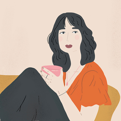 Quaran-tea Time Print anxious artwork blue character female illustraion illustration illuststration pink procreate procreate art quarantine relaxed tea woman women