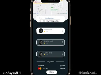 Rider Selection Page (Ride hailing app) design ui ux
