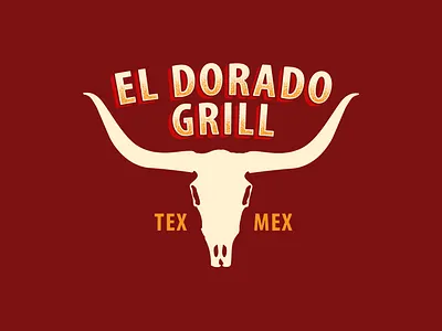 El Dorado Grill branding food lettering logo design longhorn skull sticker texmex texture