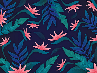 Tropical Floral Background color flower illustration leaf nature pattern summer tropical tropical leaves