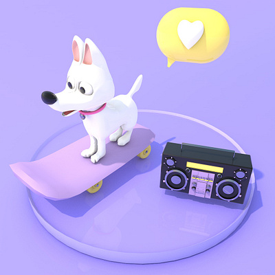 LUMO🐶⁣ 3d 3d art 3d artist 3dsmax blender c4d character cinema4d color design dog drawing flat icon illustration oldschool radio skate skateboard teyp