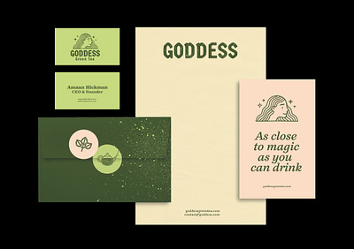 Goddess Green Tea branding design icon illustration logo pattern texture vector vintage