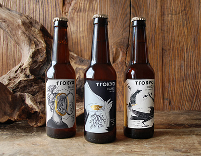 Trokya Beer alcohol beer beer bottle brand identity branding brewery design drawing identity illustration illustrator ink label label design labeldesign linocut logo packaging packaging design pencil