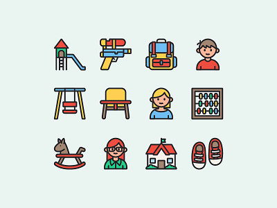 Kindergarten cute flat icon icon design icon designs icon pack icon set