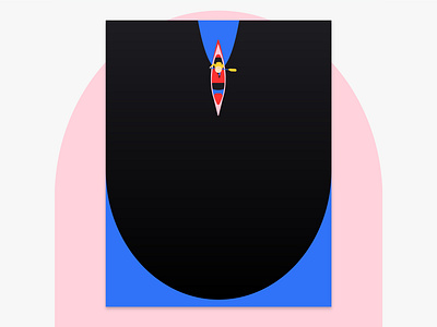 Enter the Void abstract blue design illustration kayak kayaker minimalism outdoor paddle paddling pink shape art void water