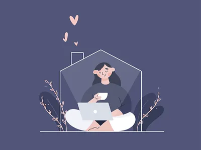 Stay Home ca rss cozy girl home illustration illustrator plants stayhome vector