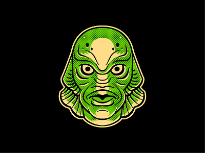 CREATURE FROM THE BLACK LAGOON creature creature from the black lagoon flat gill man halloween handdrawn horror art icon illustration illustrator monster retro vector vector portrait