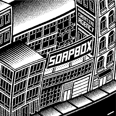 Soapbox City Illustration blackandwhite clean design engraving ginger illustration isometric isometric illustration new poster design social media style unique