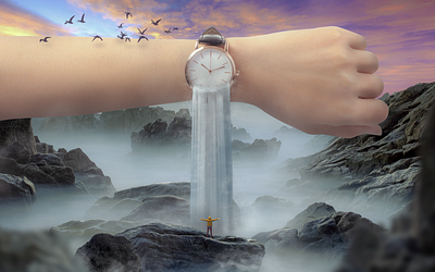 Wasted Time adobe stock art artwork composite composting digital art fantasy inspirational manipulation photoshop photoshop art stock surreal surrealism surrealist watch waterfall