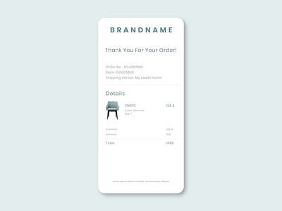 Email Receipt - DailyUI 017 app dailyui dark theme design e commerce ecommerce email receipt flat design illustration interface light theme minimal order receipt ui ux