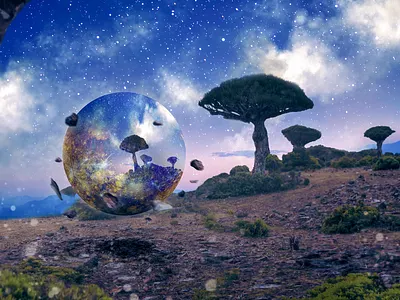 The Visitor alien art artwork composite image composites digital digitalart galaxy landscape photoshop planet sci fi science scifi space stars stock surreal surrealist