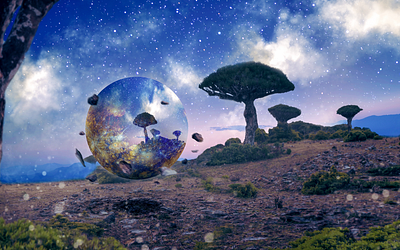 The Visitor alien art artwork composite image composites digital digitalart galaxy landscape photoshop planet sci fi science scifi space stars stock surreal surrealist