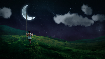 Moonlight Swing art artist artwork composite composite image composites compositing concept concepts landscape magic moon moonlight photoshop surreal surrealism surrealist swing woman