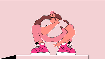 On Wednesdays AND THURSDAY we wear pink bennie character character design clean design doodle girl happy illustration illustration2d person pink rose smile sneaker squat swag vector vector art woman