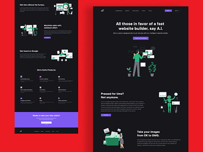 WebB- Website Builder UI card design clean color theory dark mode dark theme dark ui design illustration landing page design landingpage product design typography ui design uxdesign website website builder website design