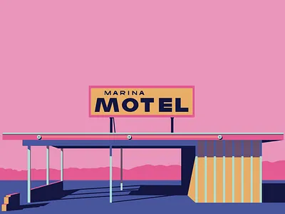 Ed Freeman's Marina Motel adobe illustration architectural illustration architecture illustration building illustration colour palette colour scheme colourful digitalart ed freeman photography exterior illustration flat illustration gas station illustration illustration design motel illustration photography shadows