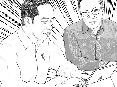 Indonesian President participating in Online Population Census census sketch drawing
