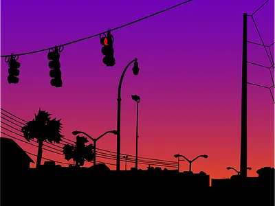 Sunset Scene city scene scenery silhouette sunset traffic light