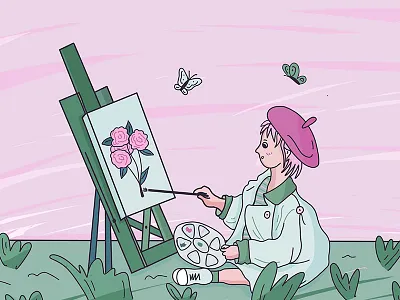 画画的孩子 ipad ps