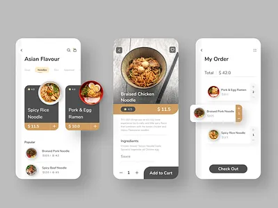 UI Challenge | Food Delivery App app asian food cart checkout delivery app figma food app icon mobile ui noodles ramen ui uichallenge uidesign