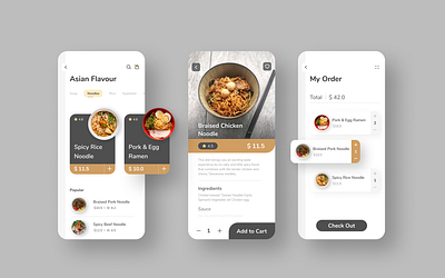 UI Challenge | Food Delivery App app asian food cart checkout delivery app figma food app icon mobile ui noodles ramen ui uichallenge uidesign