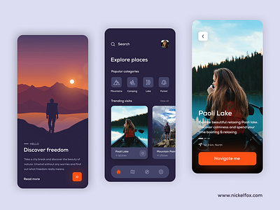 Discover App app app design color illustration minimal mobile app mobile app design mobile ui travel travel app ui ui design ux vector visual design