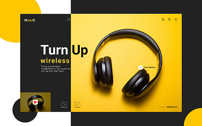 Headset UI design app branding design illustration type typography ui ux web website