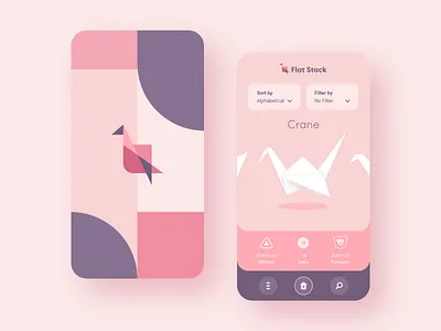 Flat Stack Home app brand branding crane flat interface logo mobile origami pastel pink ui ux vector