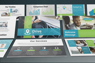 Drive - Transportation Powerpoint Template business presentation finance illustration investor lookbook minimal pitchdeck powerpoint template presentation simple slides