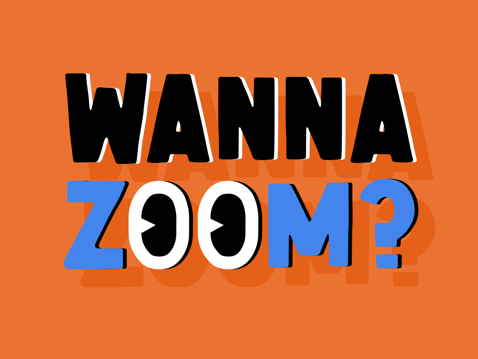 Wanna Zoom animation character icon illustration isolation logo loop motion shadow simple typography zoom