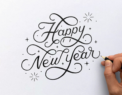 Happy New Year hand drawn hand lettering handlettering illustration lettering sketch type typography