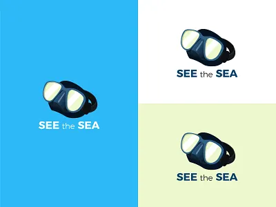 Diving Mask Company Logo 3d black blue dark blue diving diving mask fish green isometric logo mask ocean sea water