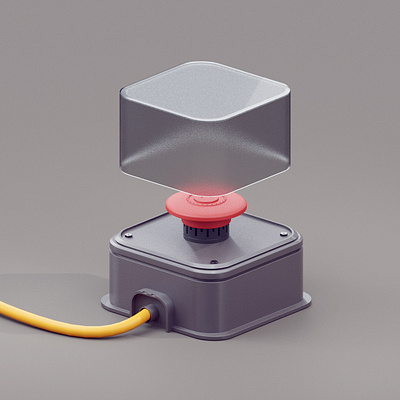 Emergency button 3d blender blender3d concept cycles illustration industrialdesign isomatric lowpoly simple