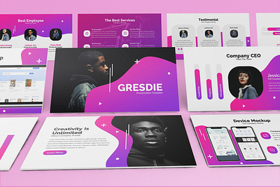 Gresdie - Gradient Abstract Powerpoint Template abstract business presentation finance lookbook minimal pitchdeck powerpoint template presentation simple slides