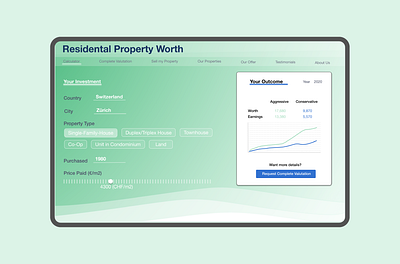 Property Calculator calculator dailyui design house minimal mintgreen property property developer property marketing realestate ui