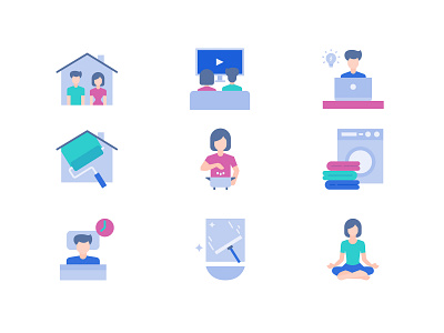 Stay at home coronavirus icon icon design quarantine relaxation stay at home work at home yoga