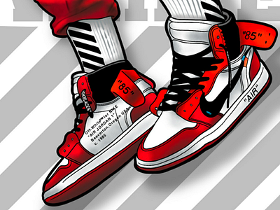 OFF-WHITE Jordan 1 illustrstion apple pencil custom design designer graphic design hype illustration illustrator photoshop poster prints prints procreate sneaker art sneakers