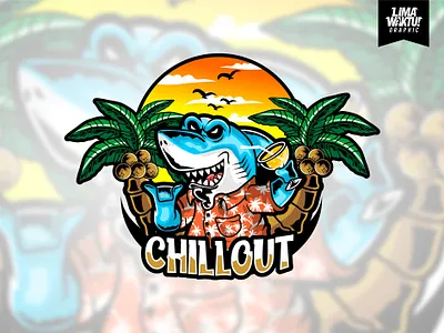 shark chillout design for sale illustration logo