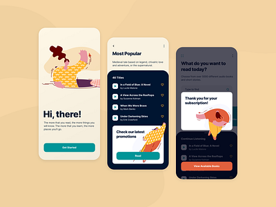 Audio Books App audio app audiobook flat illustration ios mobile ui ux