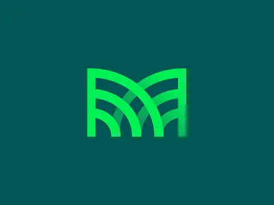 M + WiFi alphabet app branding creative gradient letter logo m minimal ui wifi