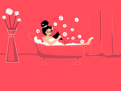 spa day adobe illustrator bubbles character creative day design flat girl girls illustration positive relax spa vine