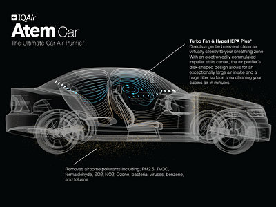 IQAir | Air flow illustration inside car branding design illustration logo