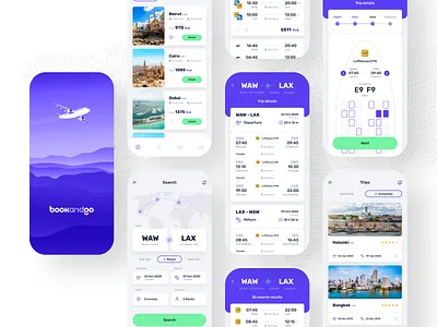 bookandgo ✈️ - Light ⚪️ app app concept app design app ui application discover flights mobile mobile app mobile design mobile ui reservation trips ui