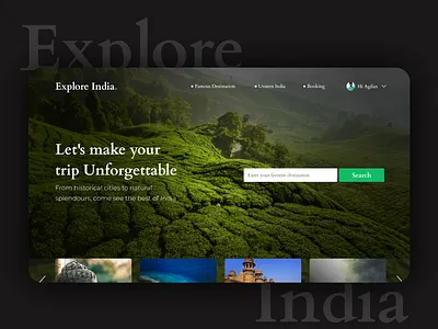 Explore India - Tourism based web applicaion clean design minimal typography ui ux web website