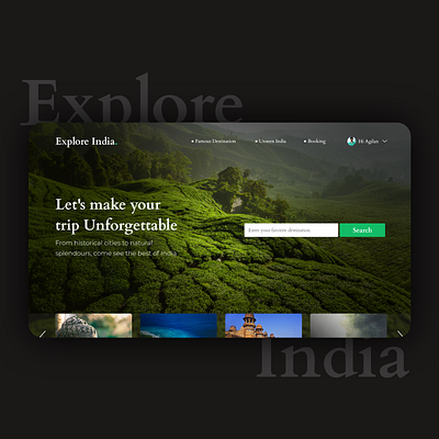 Explore India - Tourism based web applicaion clean design minimal typography ui ux web website