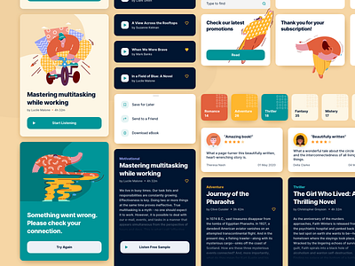 Audio Books App app audiobook books clean component design design flat illustration mobile system design ui ux